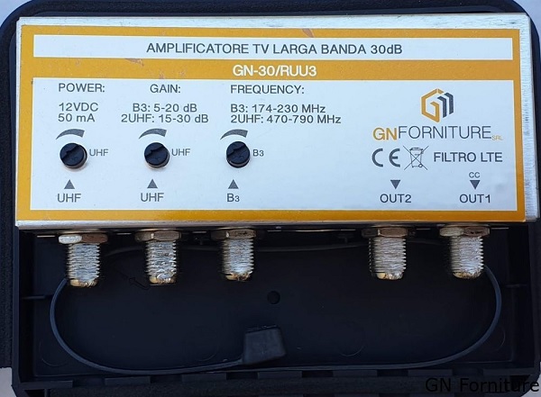 Amplificatore Antenna 40 dB 2 UHF 2 Uscite 5G